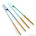 RuiLing 2-Pack 9.5-Inch Bamboo Kitchen Tongs Toast Tongs - Premium Environmental nontoxic Mineral Oil Paints.(Blue/Green) - B01FSDVXN6